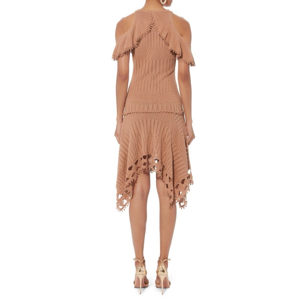 NWT Jonathan Simkhai x Intermix Crochet Knit Handkerchief Midi Dress in Blush - Picture 4 of 7